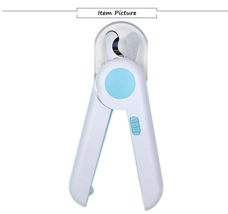 LED pet nail clipper with illuminated trimming area, designed for safe and precise pet nail grooming by Bucciato.