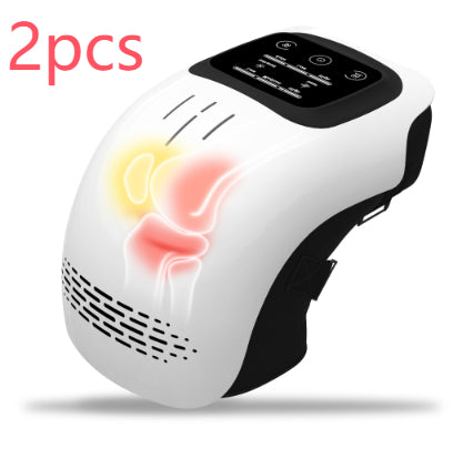 Electric intelligent knee massager with infrared, laser, and vibration therapy for pain relief, featuring heating and rechargeable design.