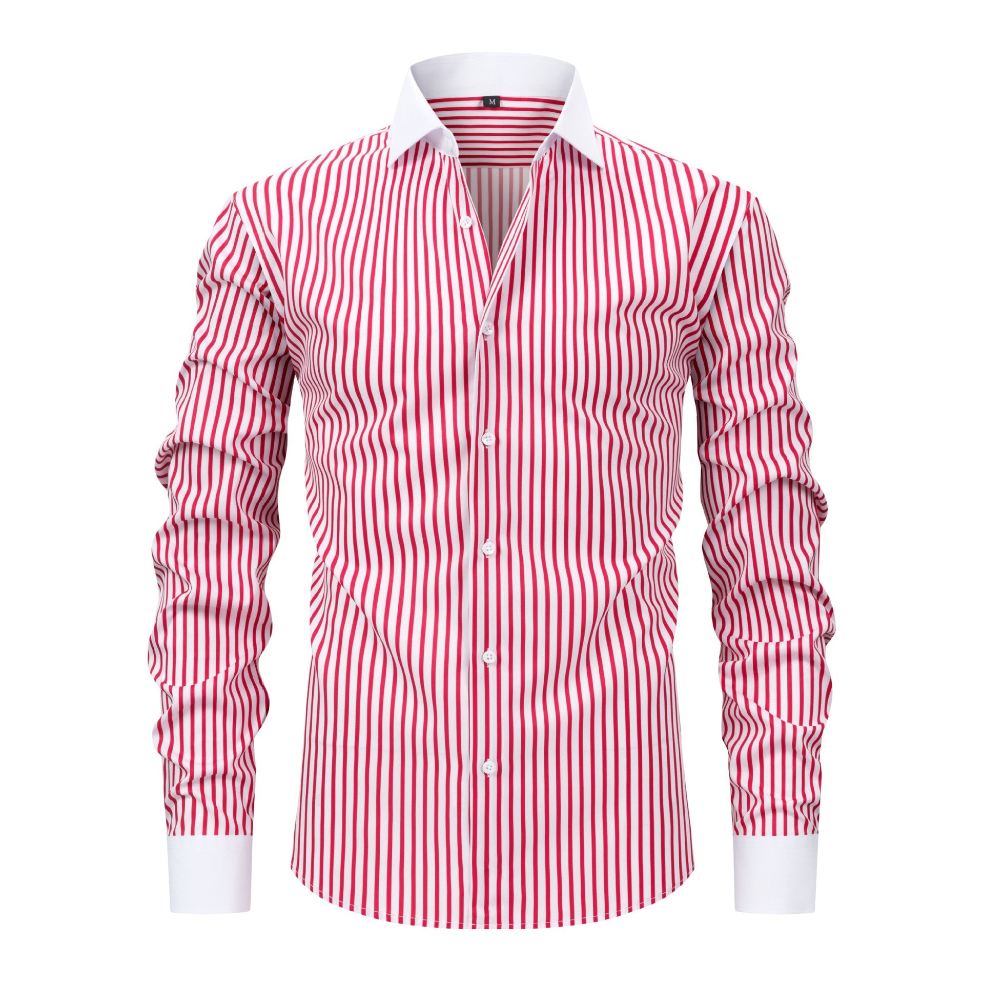 Mens Windsor-collar Long-sleeve Stretch Wrinkle-resistant Easy-care Shirt