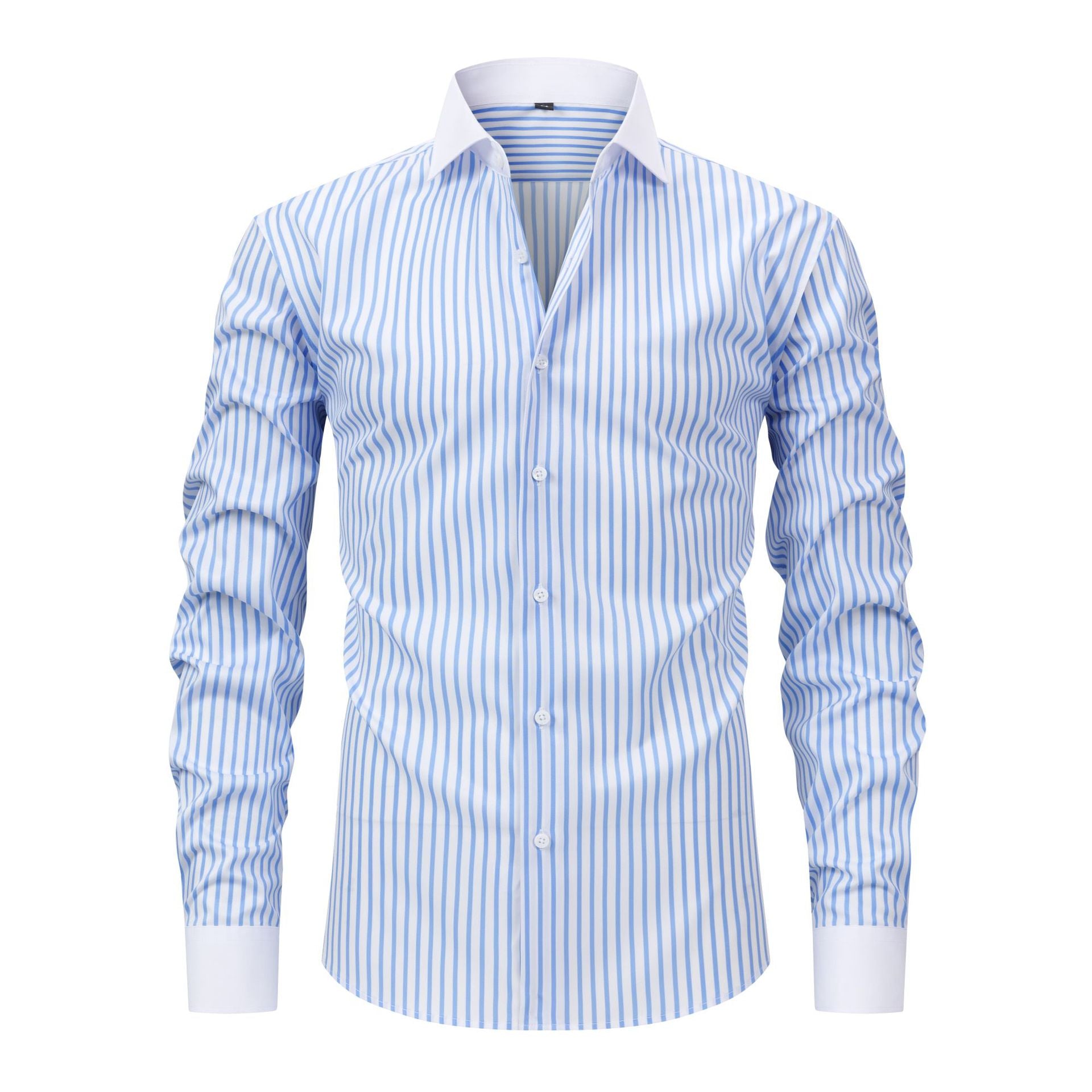 Mens Windsor-collar Long-sleeve Stretch Wrinkle-resistant Easy-care Shirt