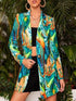 Colorful European and American style casual suit for spring and autumn, featuring vibrant patterns and modern fashion details.