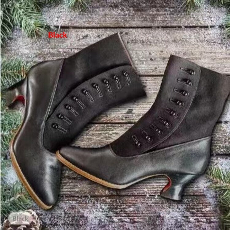 Pointed-toe Horseshoe-heel Mid-heel Women's Boots