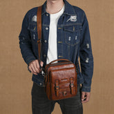 Genuine leather retro hand-rubbed men&