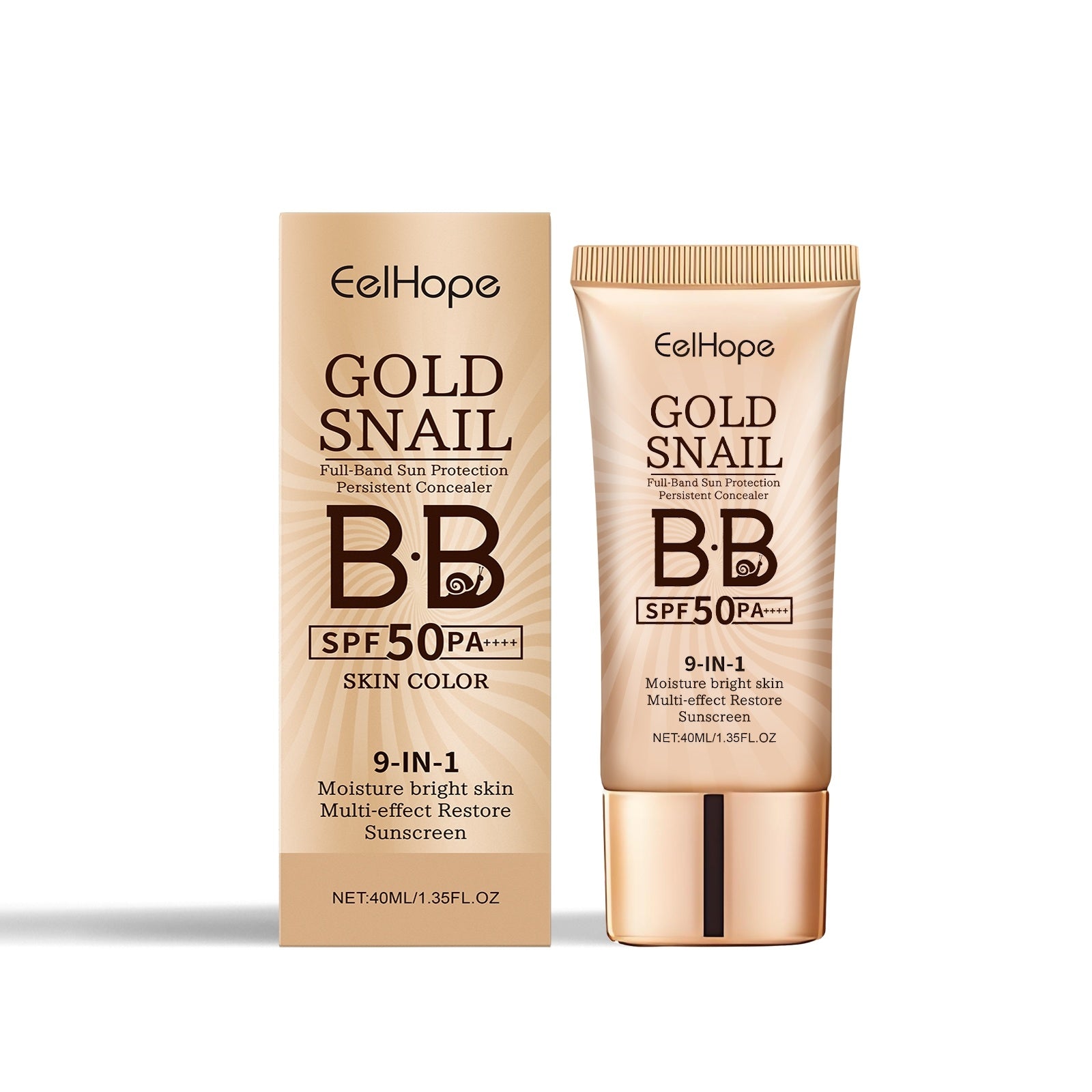 Golden Snail Sunscreen BB Cream, “Repair, Protect, Glow — All in One.”