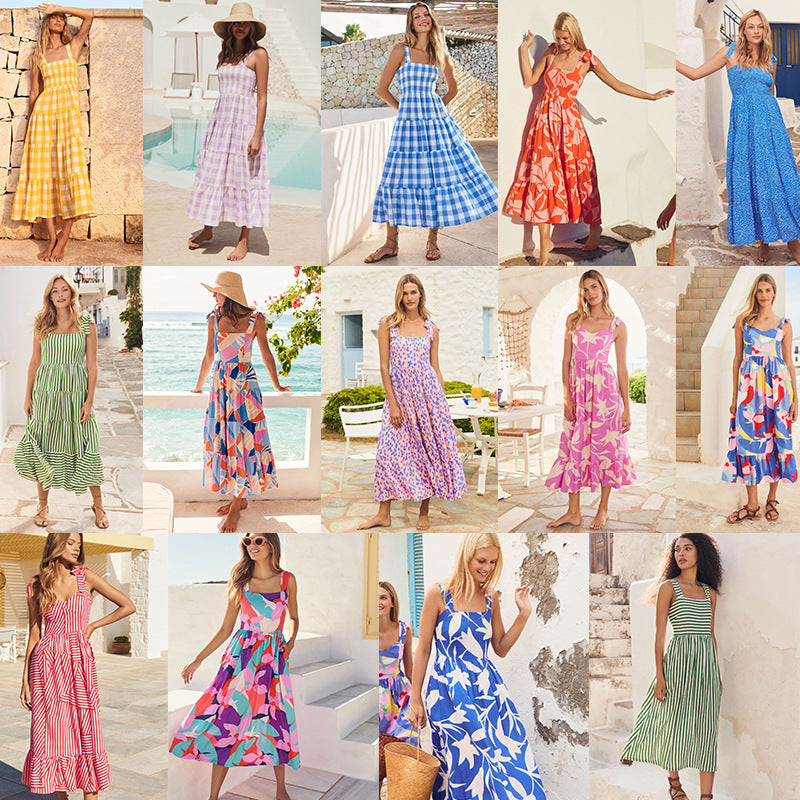 Langes Unterkleid mit Print für Damen