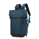 Multi-functional leisure backpack for men in black with multiple compartments, adjustable straps, and modern design.