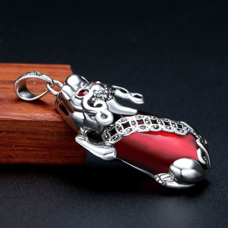 Halskette aus 999er Sterlingsilber mit Pi-Xiu-Granat für Damen