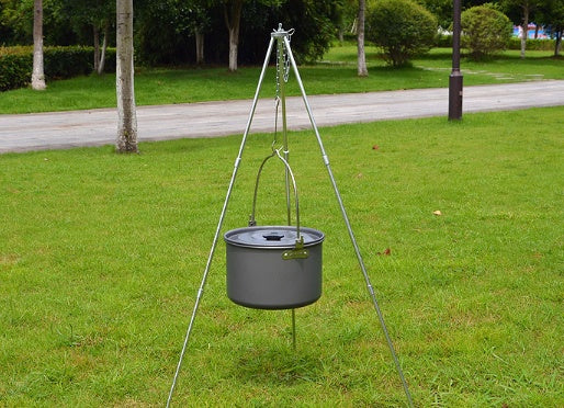 Kompatibel mit Apple, Camping-Outdoor-Lagerfeuer-Dreibeinstativ, Hängekorb, Picknickfeuerhalterung, Dreibein aus Aluminiumlegierung, Campingzubehör