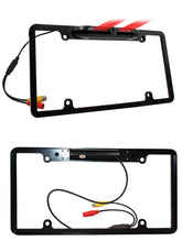 Bucciato automotive reverse camera with license plate frame, designed for easy installation and clear rear view visibility.