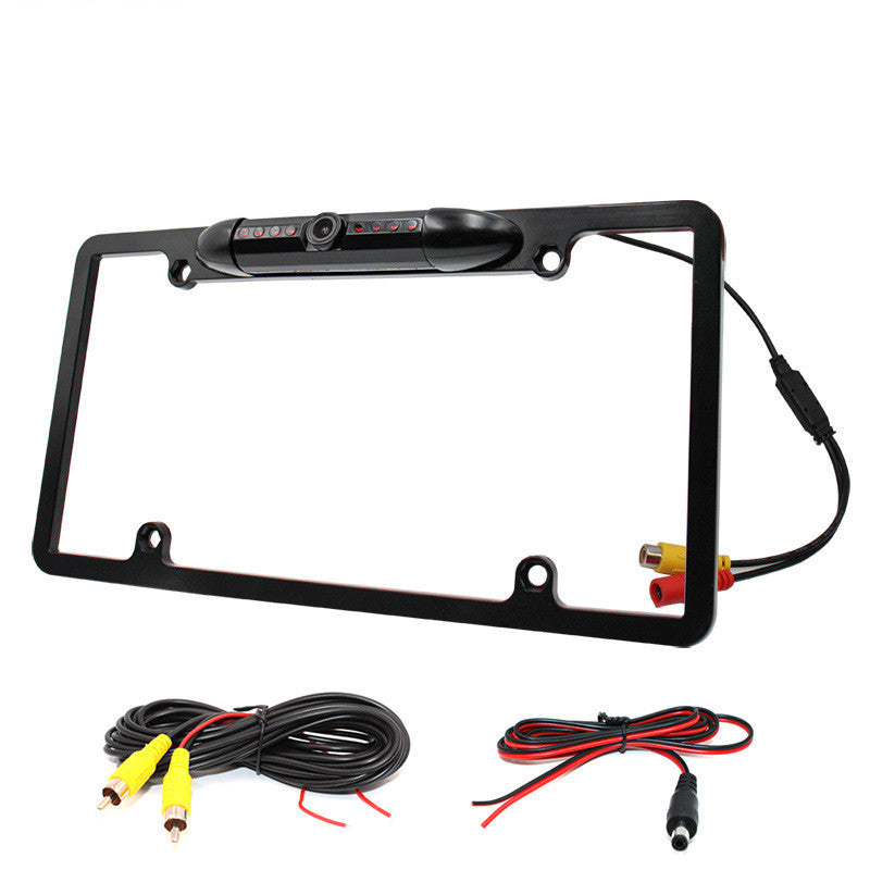 Bucciato Car American Frame Camera for automotive reverse and license plate imaging, mounted on vehicle rear.