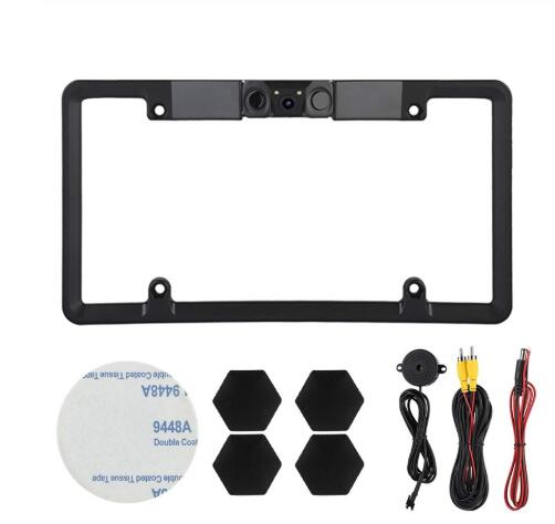 Bucciato automotive reverse camera with license plate frame, designed for easy installation and clear rear view for vehicles.