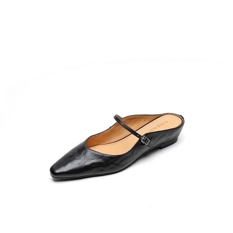Retro Leather Slingback Wedge Sandals