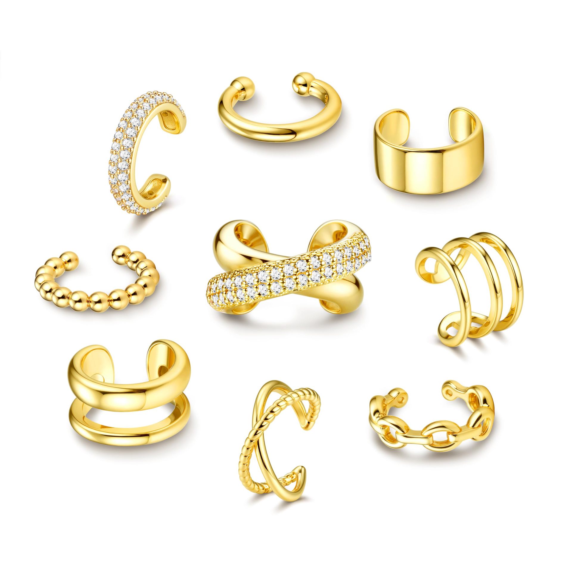 Ohrklemmen-Set mit galvanisierten Zirkonia für Damen
