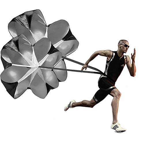 Laufgeschwindigkeitstraining mit einem 56-Zoll-Fallschirm.