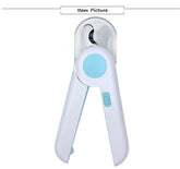 LED pet nail clipper with illuminated trimming area, designed for safe and precise pet nail grooming by Bucciato.