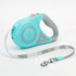 Retractable dog leash and collar set for small to medium dogs, featuring a spotlight and automatic traction rope, in vibrant colors.