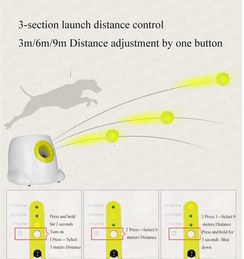 Automatic dog ball launcher from Bucciato, an interactive pet toy for training and exercise with a durable design.