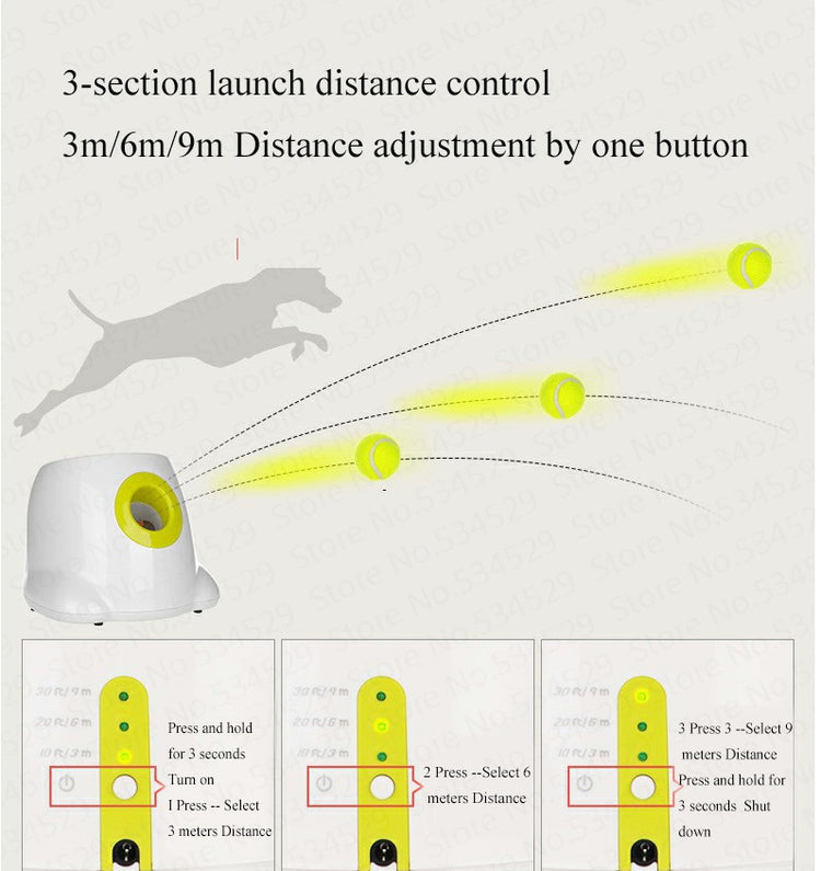 Automatic dog ball launcher from Bucciato, an interactive pet toy for training and exercise with a durable design.