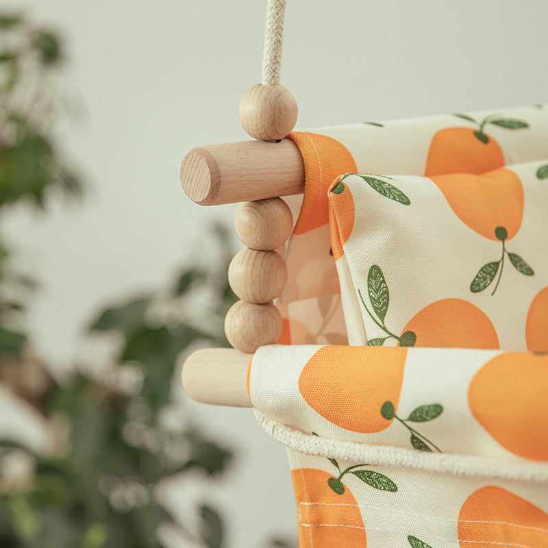 Babyschaukel aus Baumwoll-Canvas, Hängeschaukel für drinnen und draußen, sicheres Babyspielzeug aus Holz mit Kissen, Babyzimmerdekoration