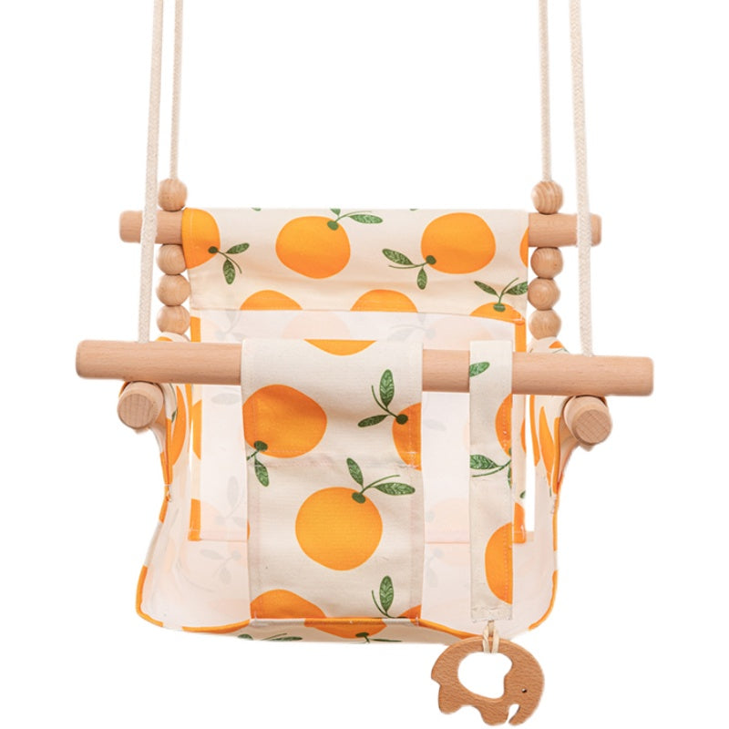 Babyschaukel aus Baumwoll-Canvas, Hängeschaukel für drinnen und draußen, sicheres Babyspielzeug aus Holz mit Kissen, Babyzimmerdekoration
