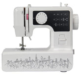 Mini desktop electric sewing machine by Bucciato, compact household sewing machine with easy-to-use controls and sewing surface.