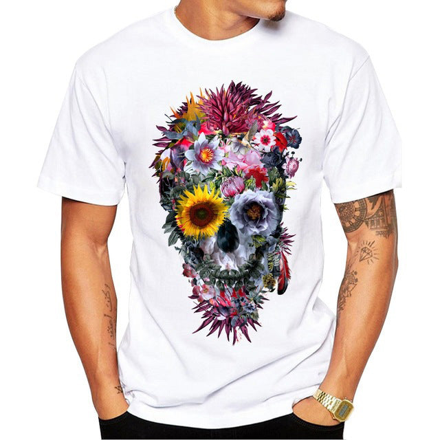 Modisches Kurzarm-Casual-Shirt mit Hexenschädel-Design
