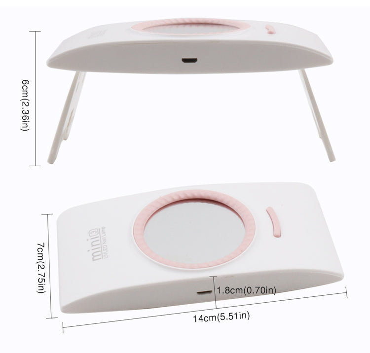 Foldable portable nail phototherapy machine in compact design, used for professional nail treatment and therapy.