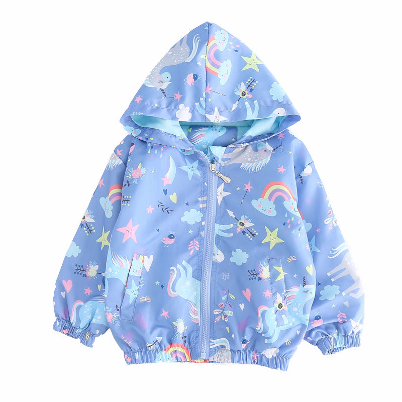 Colorful graffiti jackets for children and babies, featuring trendy designs perfect for spring and summer wear.