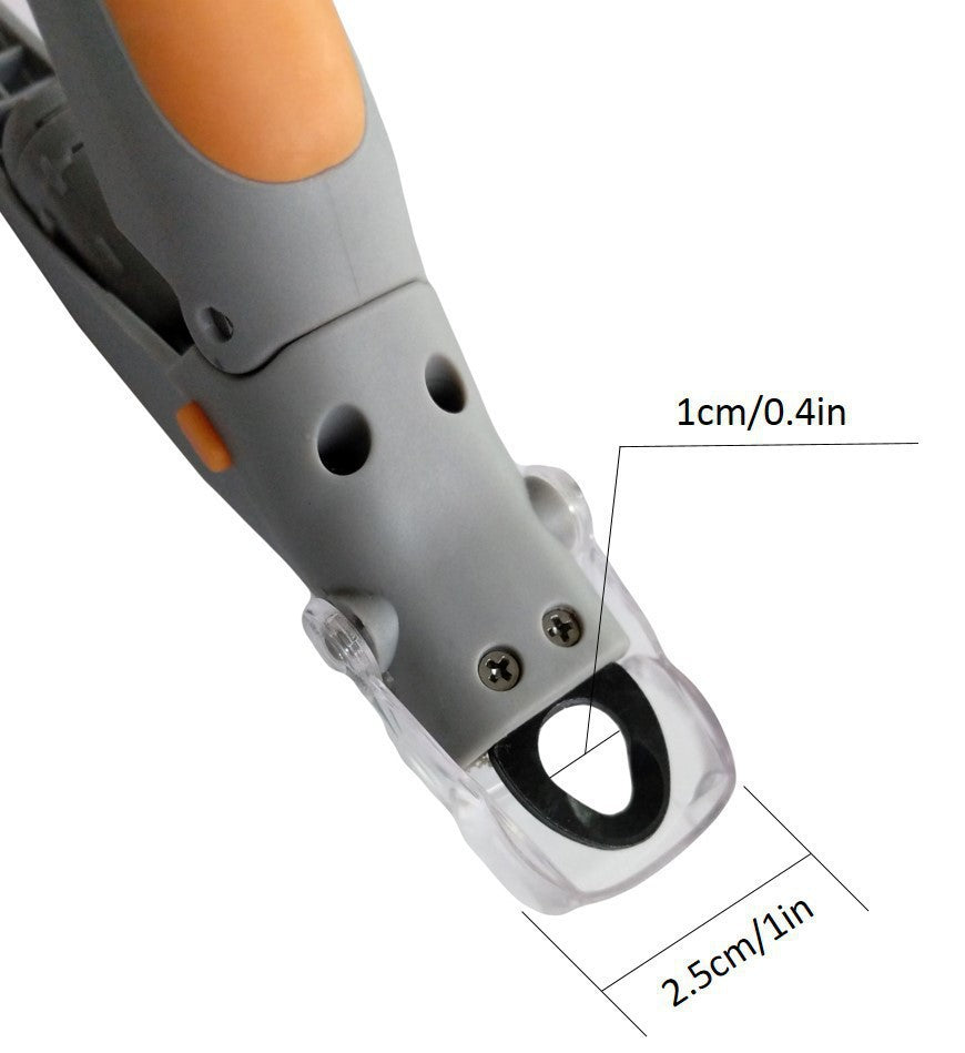 Pet nail clippers with magnifying glass and built-in light, Bucciato multifunctional pet grooming tool for precise trimming.