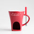 Mini fondue mug set with small chocolate, cheese, and ice cream fondue pots for dessert serving and melting fun.