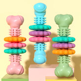 Durable TPR dog chew toy shaped like a bone for teeth cleaning and teething, designed for strong chewers and bite resistance.