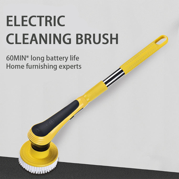 Wireless electric spin scrubber cleaning brush by Bucciato, adjustable multifunctional tool for bathroom, kitchen, and window cleaning.