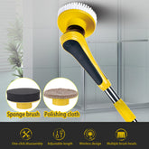 Electric spin scrubber cleaning brush by Bucciato, wireless, adjustable, multifunctional for bathroom, kitchen, and windows cleaning.