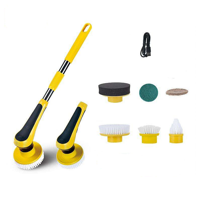 Electric spin scrubber cleaning brush from Bucciato, wireless, adjustable, ideal for bathroom, kitchen, windows, and toilet cleaning.