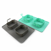 Silicone folding pet bowl by Bucciato, portable and collapsible for dogs and cats, flexible and easy to clean.