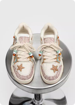 High-end Platform Sneakers With Star Pattern For Couples