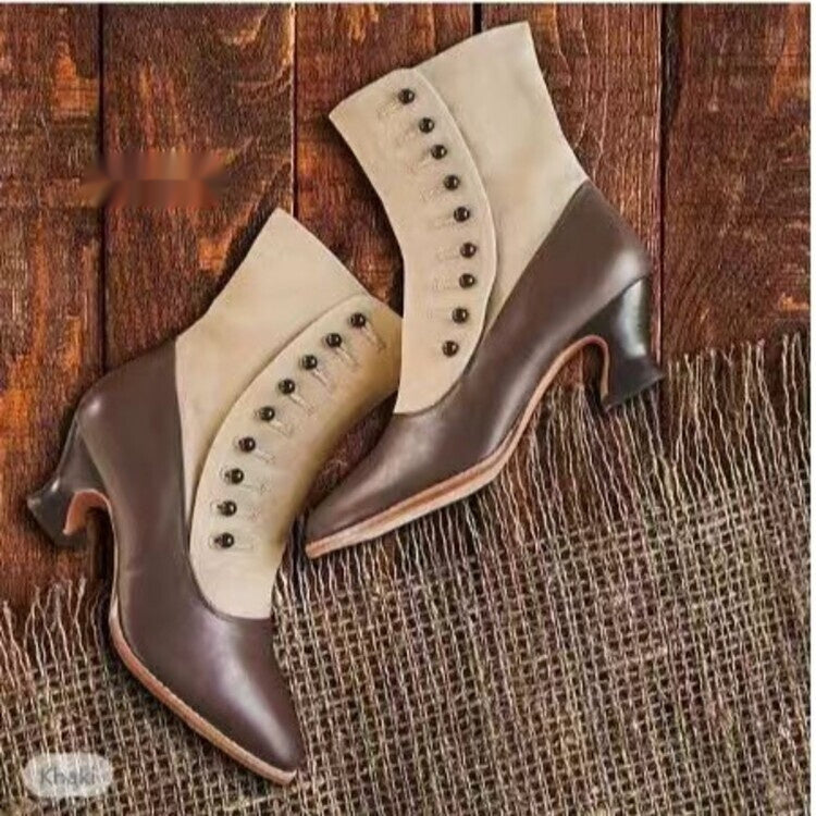 Pointed-toe Horseshoe-heel Mid-heel Women's Boots
