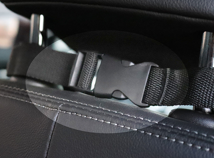 Dog car seat cover with mesh view, zipper, and pocket, designed as a pet travel hammock and safety protector for rear car seats.
