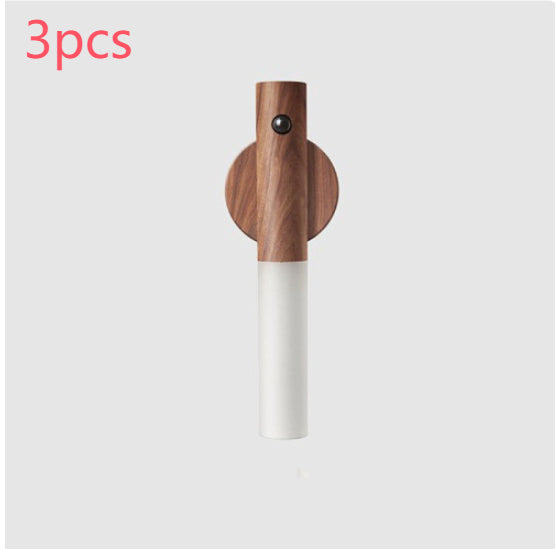 Bucciato wireless LED night light with magnetic wood finish, PIR motion sensor, ideal for corridors, porch, and wall cabinet lighting.