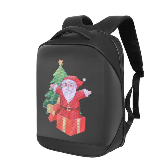 Waterproof fashion LED backpack with smart advertising display, featuring multiple compartments and adjustable straps from Bucciato.