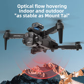 Foldable Bucciato C10 Black drone with three cameras, aerial camera drone with compact design and foldable arms for easy transport.