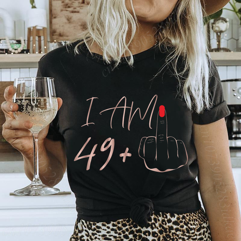 Women's Letter-Print Loose T-Shirt Casual Crew-Neck Top