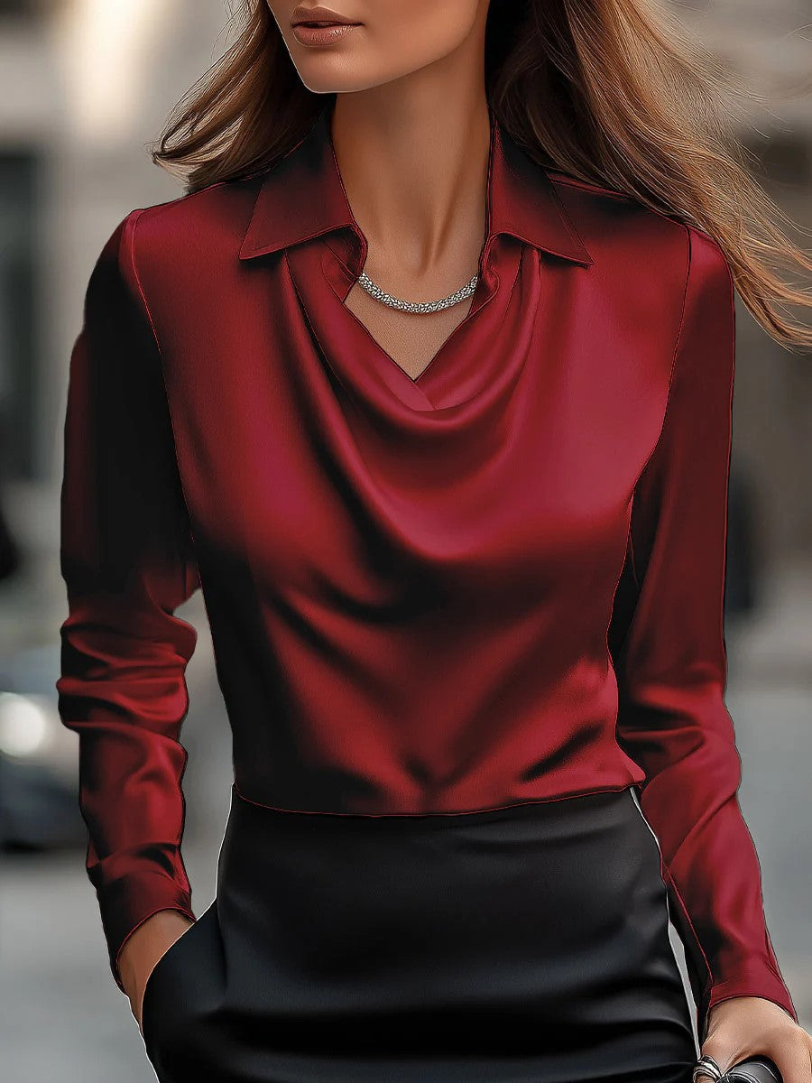 Women's Solid-Color Loose, Simple Boat-Neck Shirt