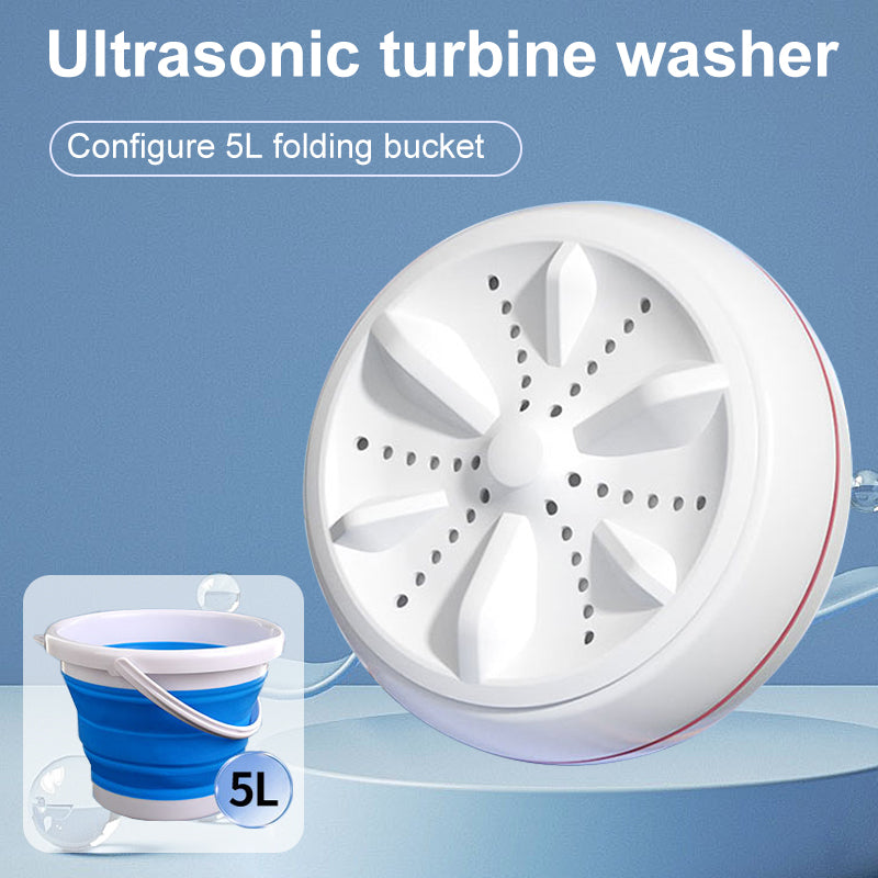 Portable Bucciato Mini Washing Machine with turbine design, compact and lightweight for easy laundry solutions.