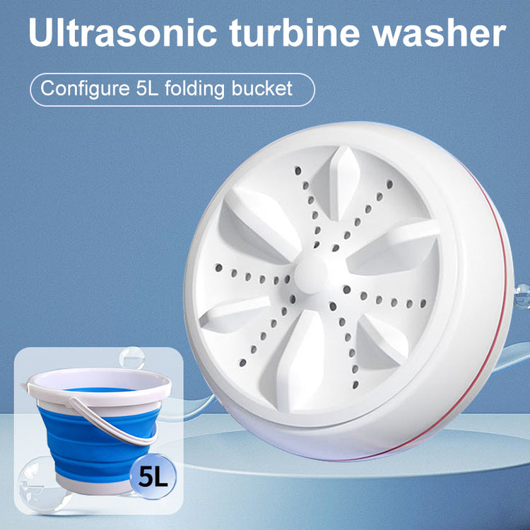 Portable Bucciato Mini Washing Machine with turbine design, compact and lightweight for easy laundry solutions.