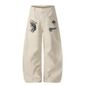 Mens And Womens Casual Pants With A Stylish Reverse-pocket Print And A Curved Blade Design