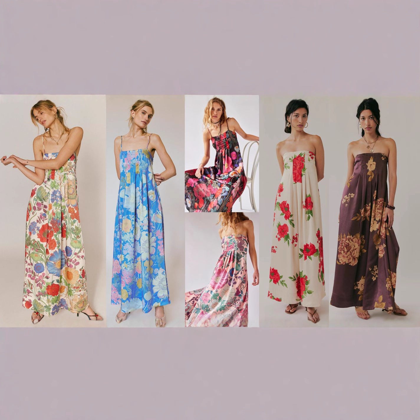 Strap-printed High-waist Belt A-line Dress