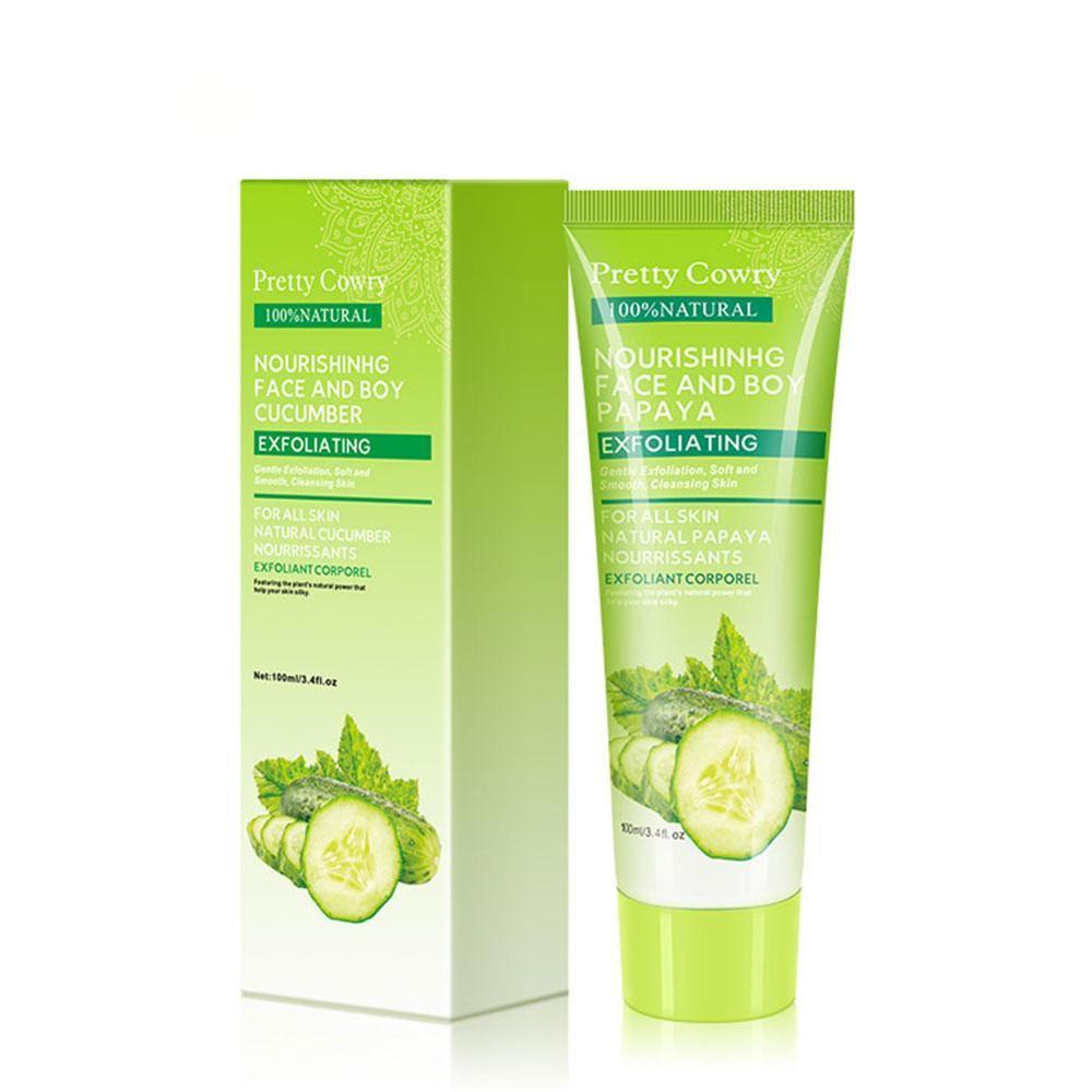 Cucumber Coconut Papaya Facial Exfoliating Gel Cream Body Cleansing,(clean, fresh, and premium but mass-appeal).