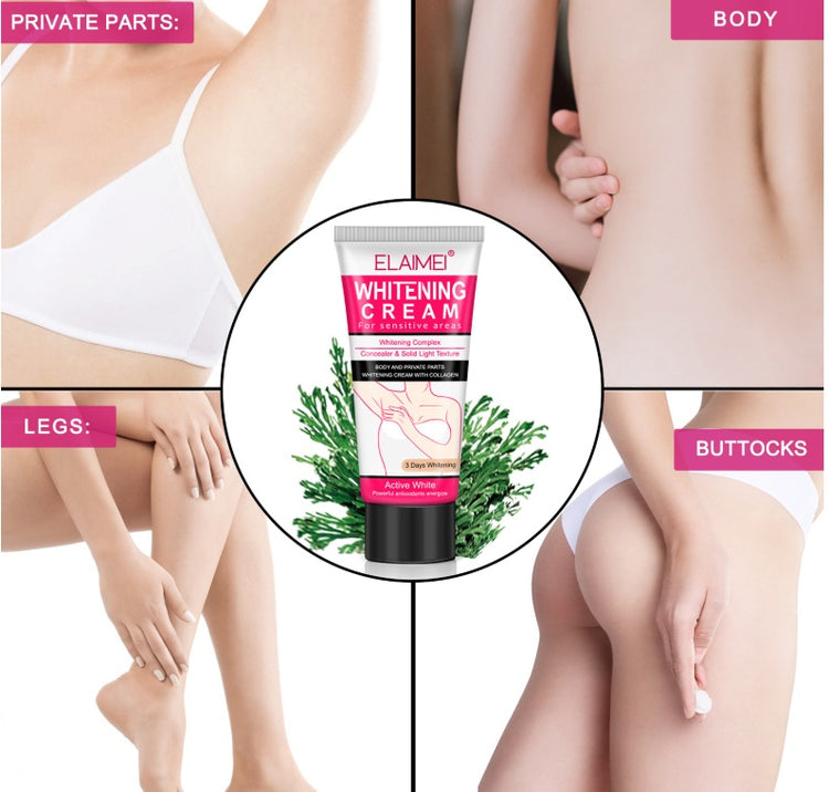 Bucciato whitening body cream with silky finish and even-tone formula, showcasing smooth, radiant skin.