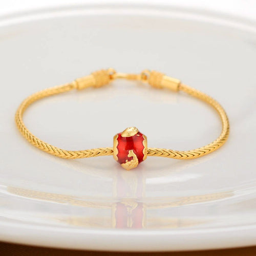 Alluvial Gold Ancient Gold Color Pure Copper Blessing Card Lucky Beads Bracelet